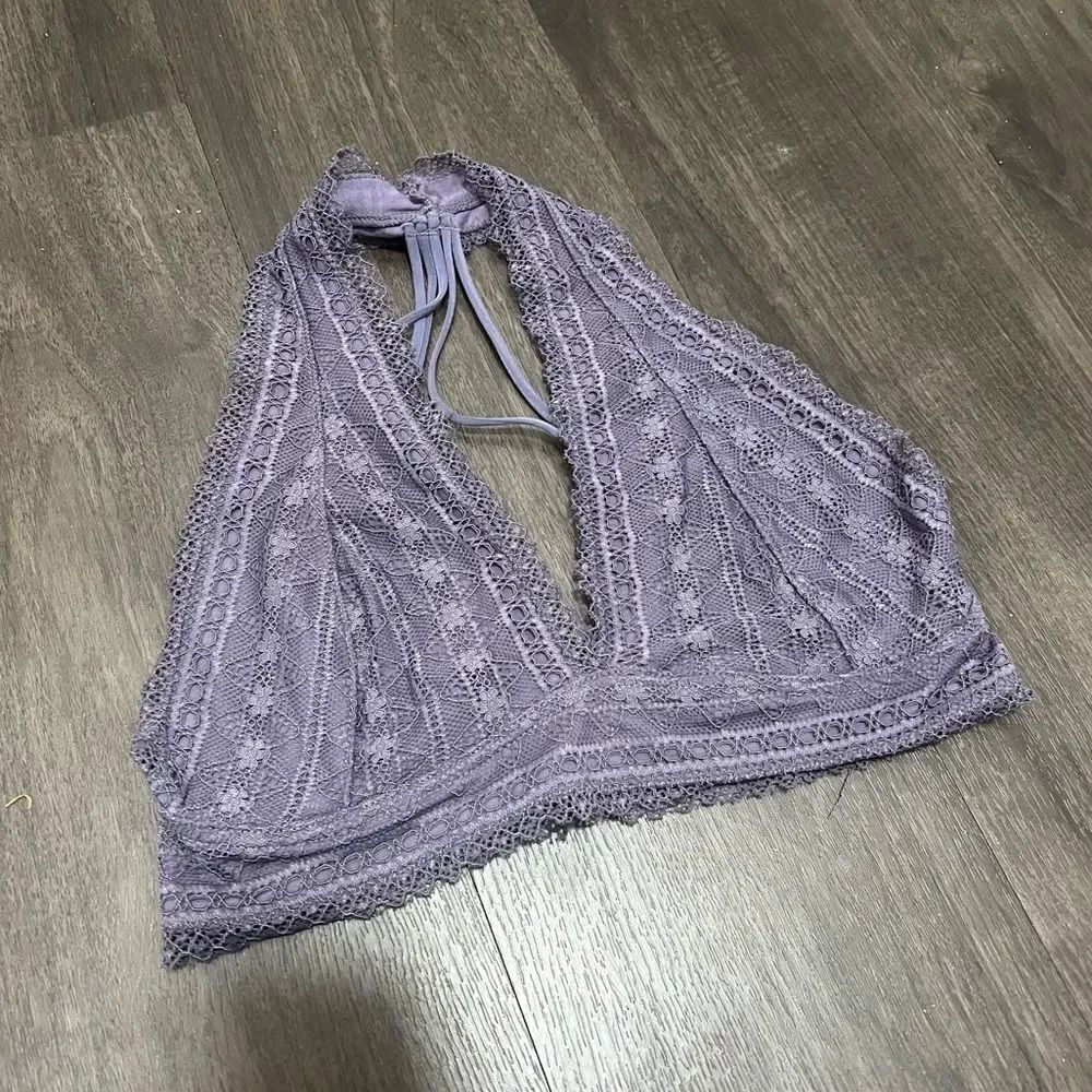 French Affair Purple Lace Trim Top